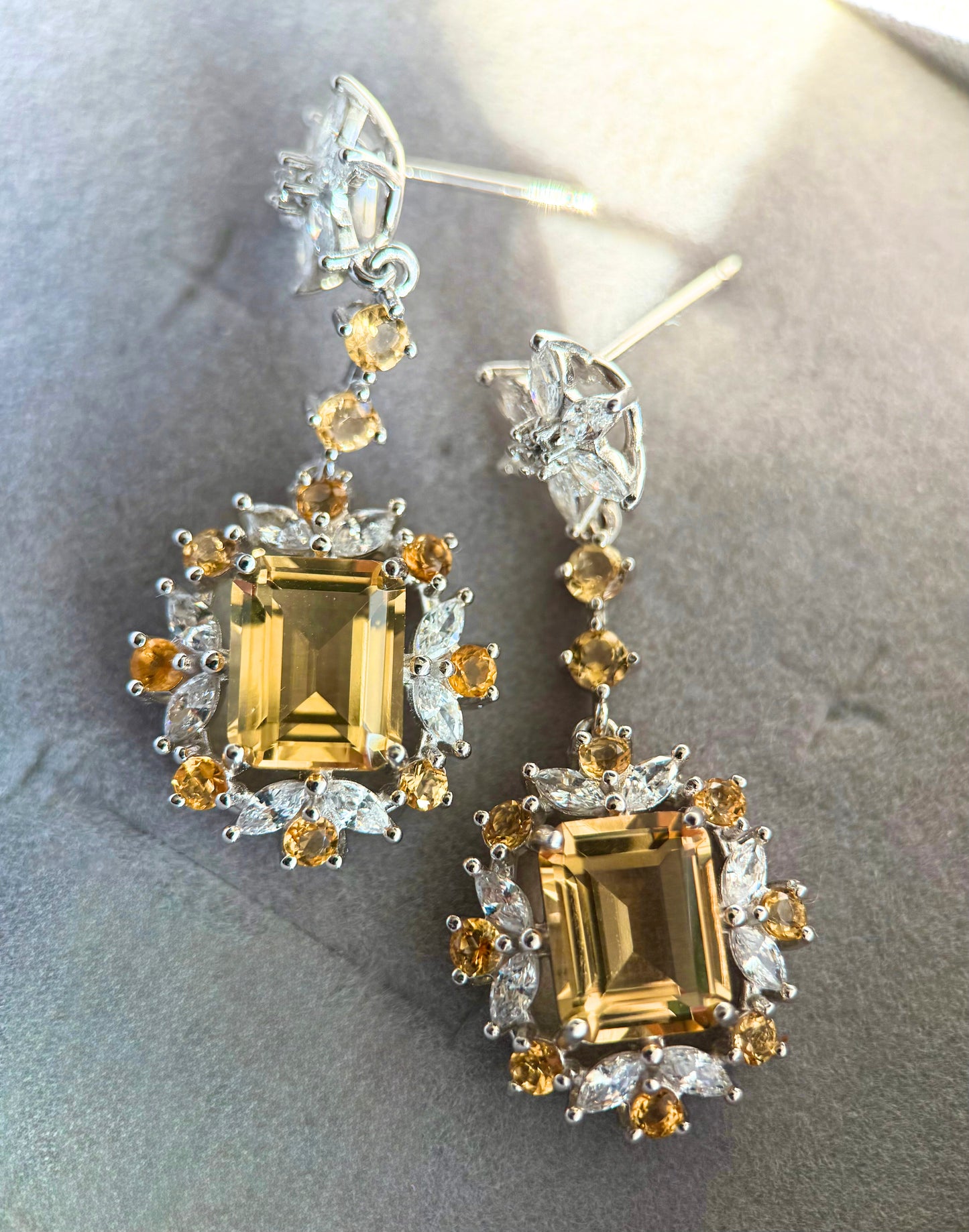 Radiant Natural Citrine Statement Drop Earrings – Sterling Silver