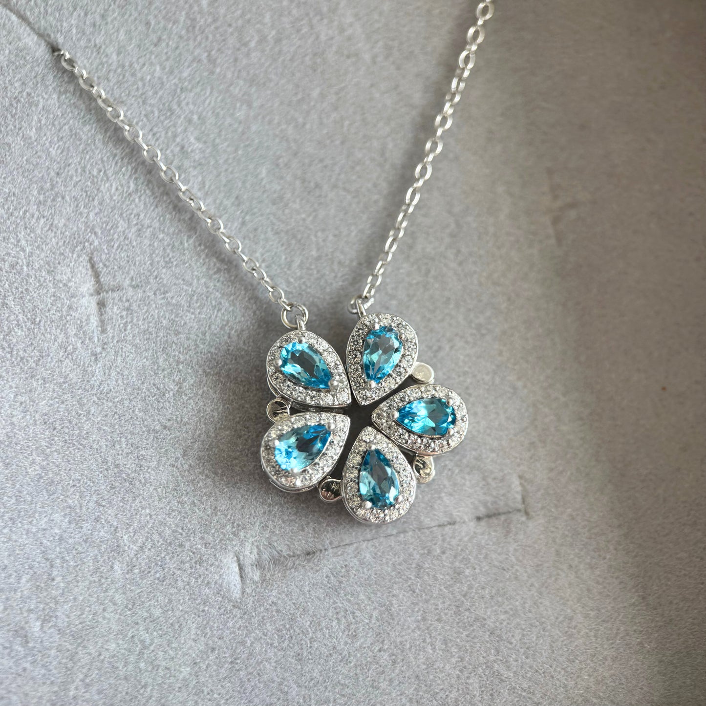 Convertible Magnetic Natural Blue Topaz Necklace