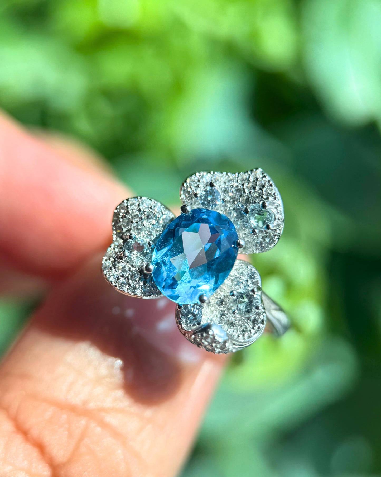 Celeste Bloom Ring - Natural Blue Topaz & Sterling Silver