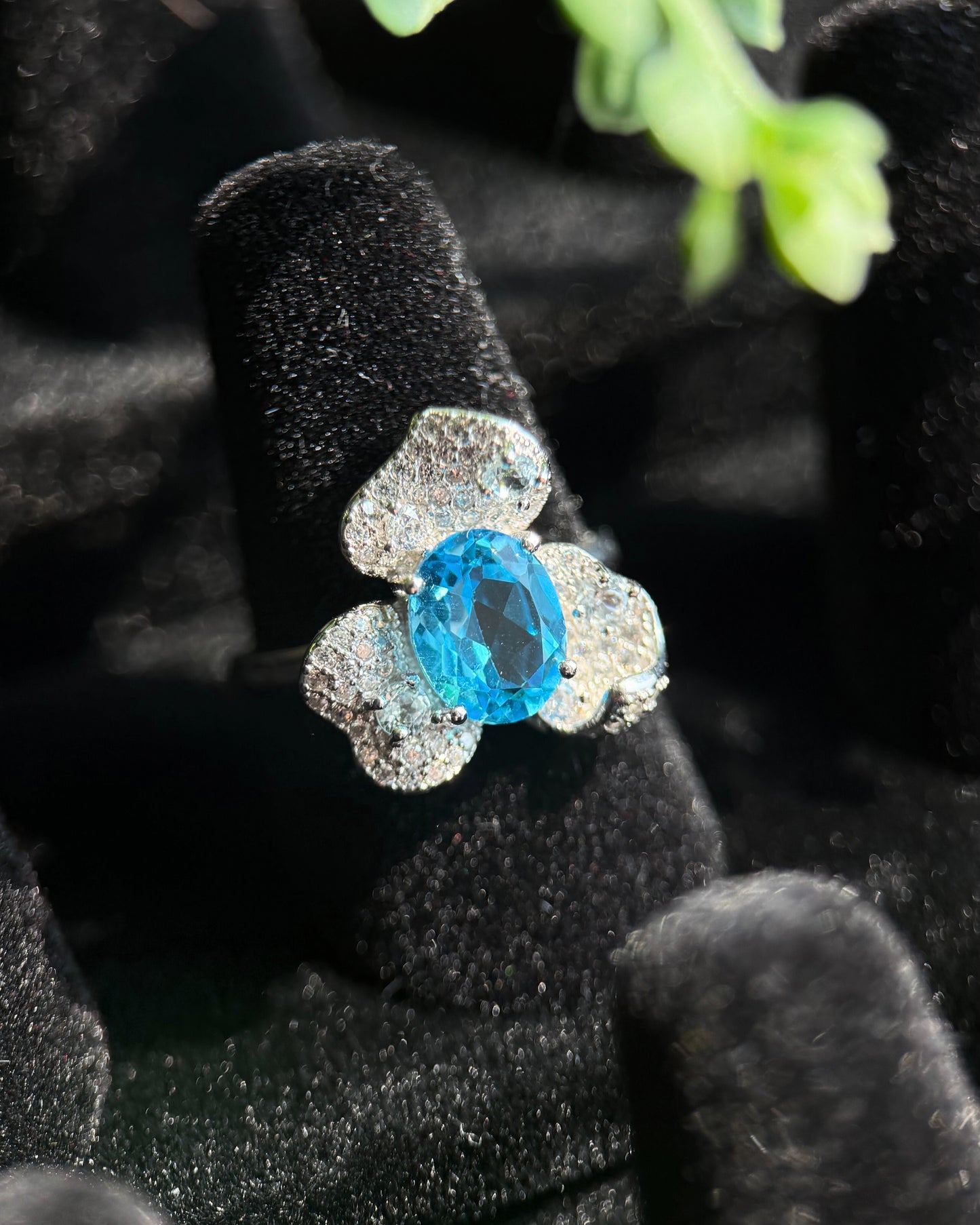 Celeste Bloom Ring - Natural Blue Topaz & Sterling Silver