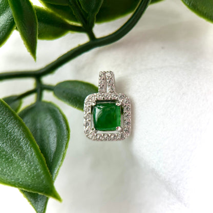 Natural Green Diopside Cabochon Pendant – Sterling Silver