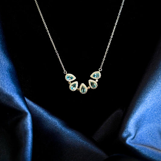 Convertible Magnetic Natural Blue Topaz Necklace