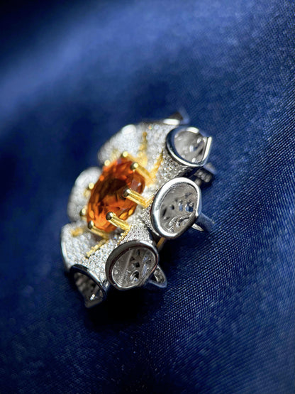 Sunburst Natural Citrine Brooch & Pendant – Sterling Silver with Gold-Plated Accents
