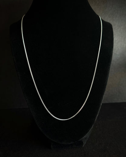 Italian Sterling Silver Fine Curb Chain – Rhodium Plated, 1.4mm, 24"