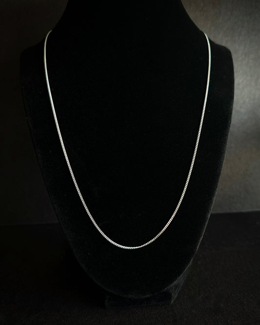 Italian Sterling Silver Fine Curb Chain – Rhodium Plated, 1.4mm, 24"