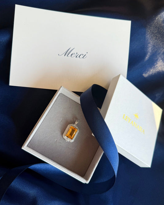 Golden Glow Natural Citrine Pendant in Sterling Silver