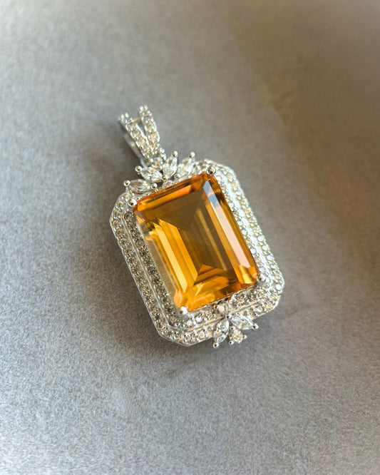 Golden Glow Natural Citrine Pendant in Sterling Silver