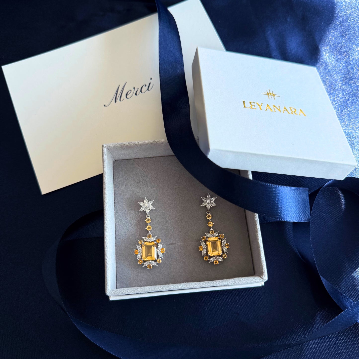 Radiant Natural Citrine Statement Drop Earrings – Sterling Silver