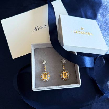 Radiant Natural Citrine Statement Drop Earrings – Sterling Silver