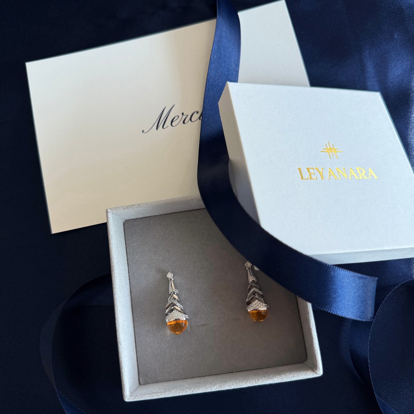 Natural Citrine Wave Drop Earrings – Sterling Silver