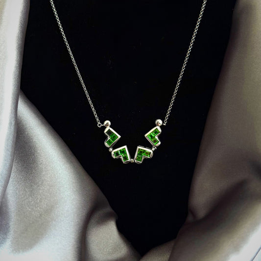 Convertible Magnetic Clover Pendant Necklace with Natural Chrome Diopside