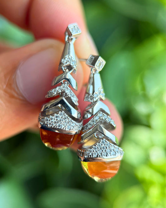 Natural Citrine Wave Drop Earrings – Sterling Silver