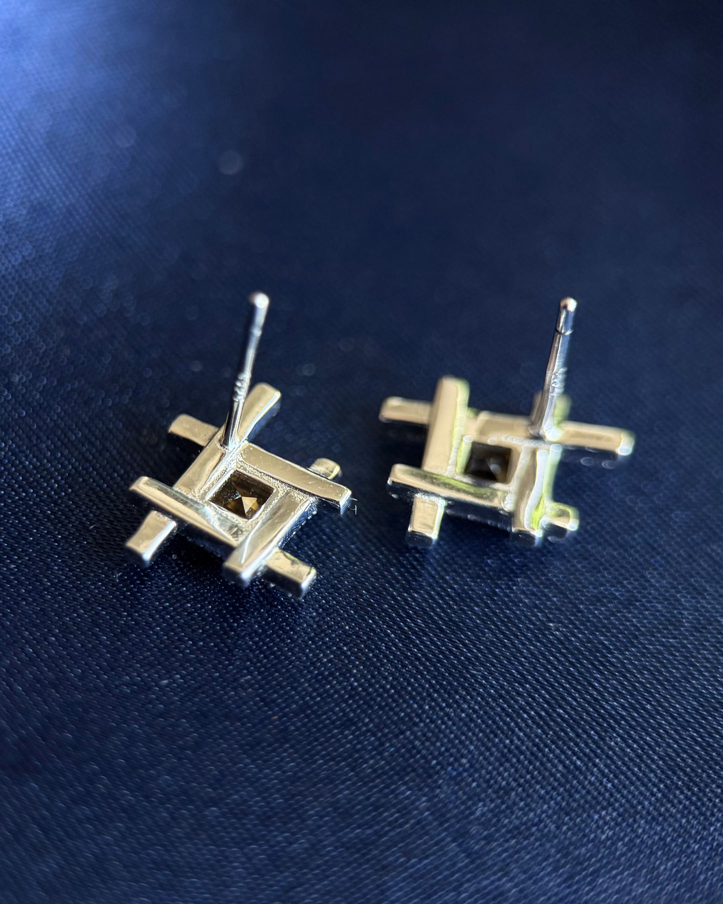Geometric Glow Natural Citrine Studs - Sterling Silver