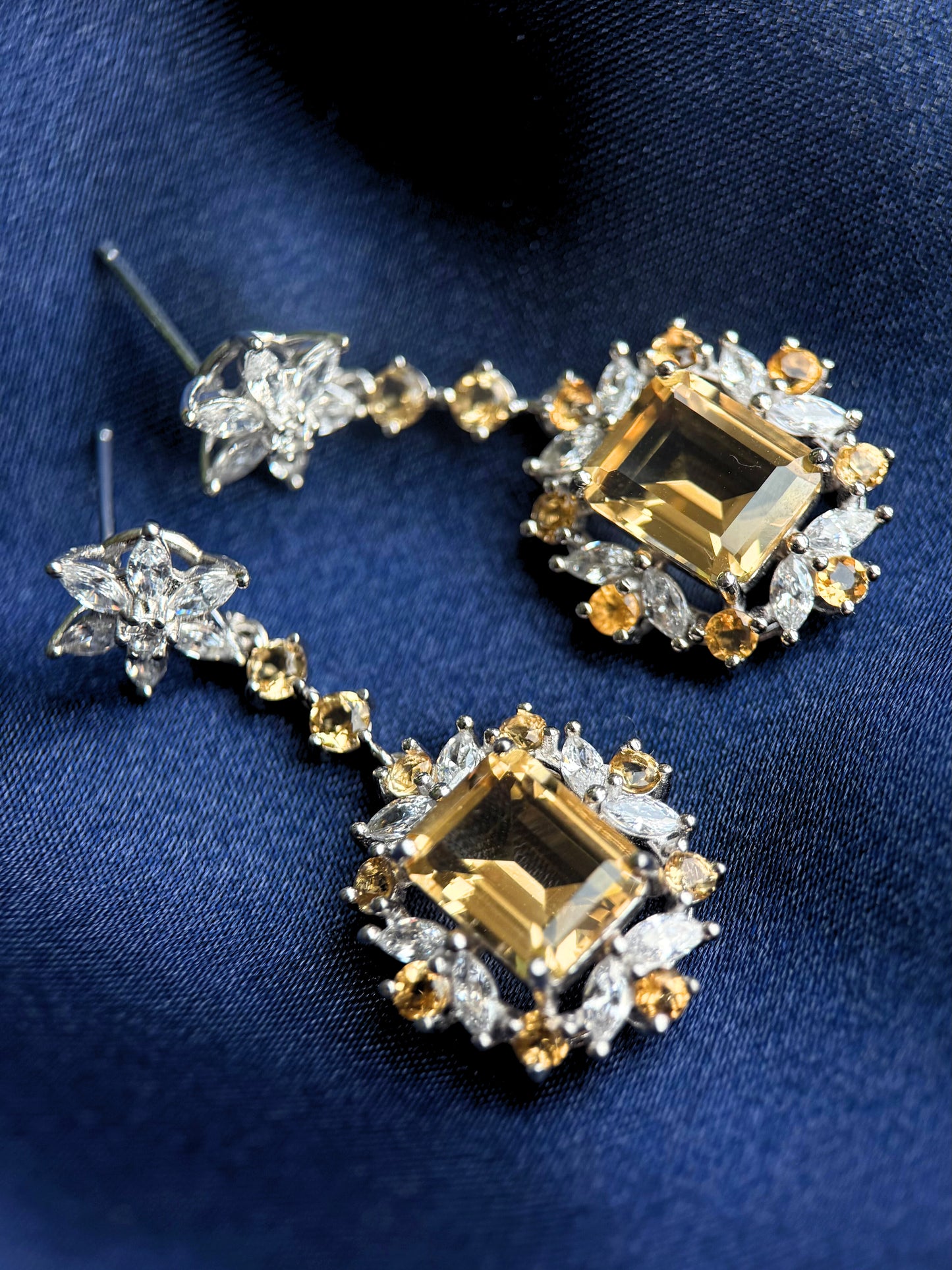 Radiant Natural Citrine Statement Drop Earrings – Sterling Silver