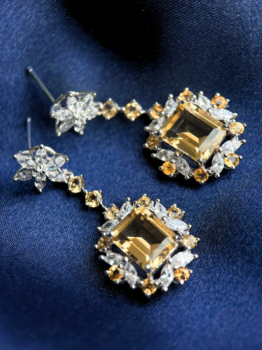 Radiant Natural Citrine Statement Drop Earrings – Sterling Silver