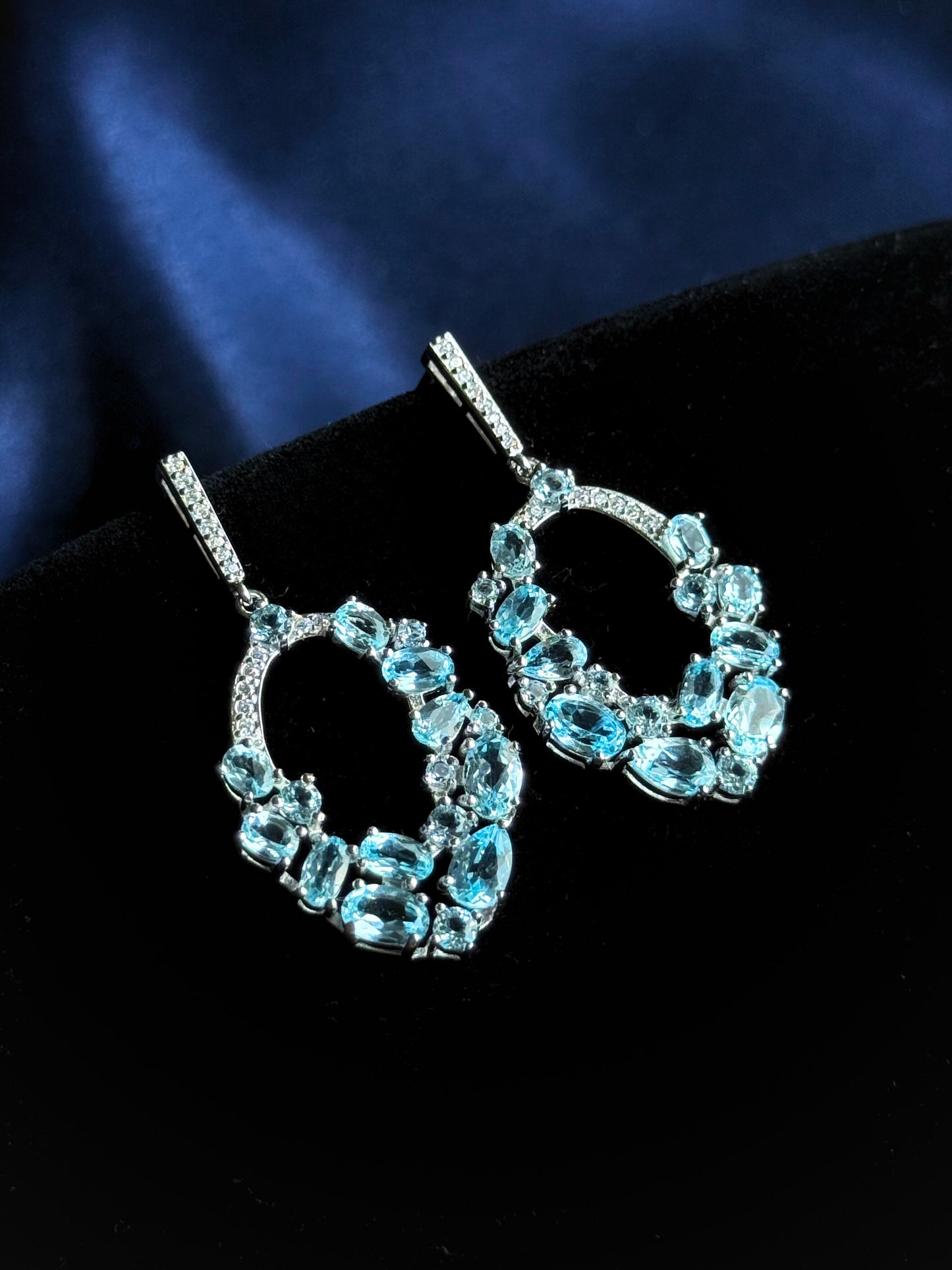 Natural Blue Topaz Drop Earrings – Sterling Silver