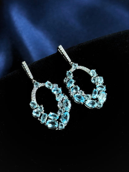 Natural Blue Topaz Drop Earrings – Sterling Silver