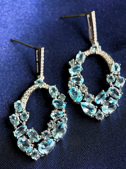 Natural Blue Topaz Drop Earrings – Sterling Silver