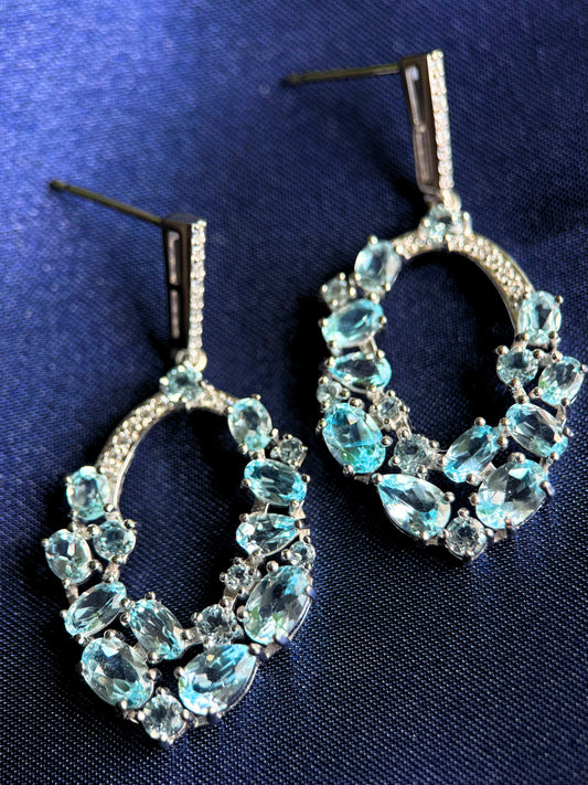 Natural Blue Topaz Drop Earrings – Sterling Silver