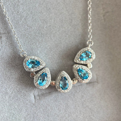 Convertible Magnetic Natural Blue Topaz Necklace