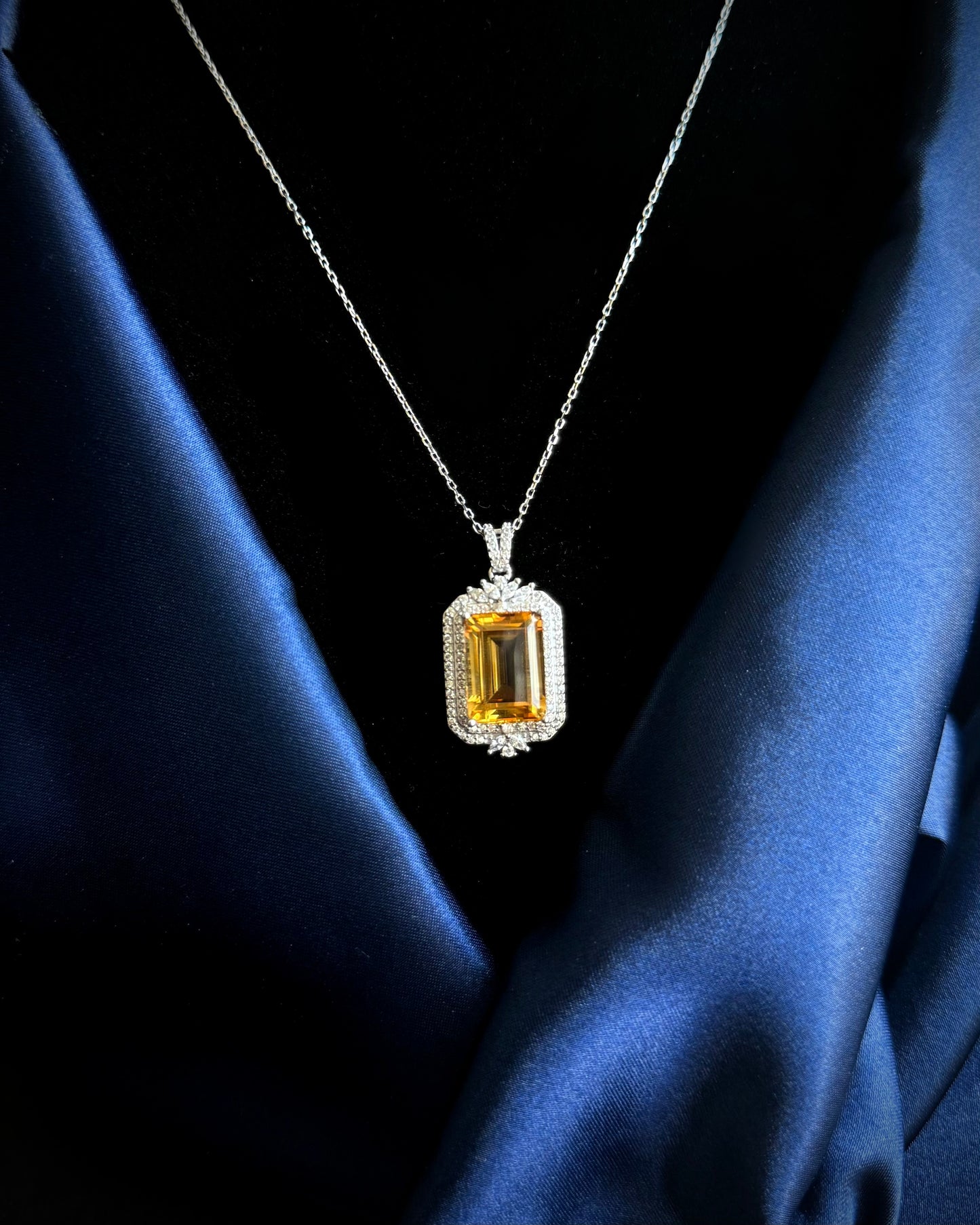 Golden Glow Natural Citrine Pendant in Sterling Silver