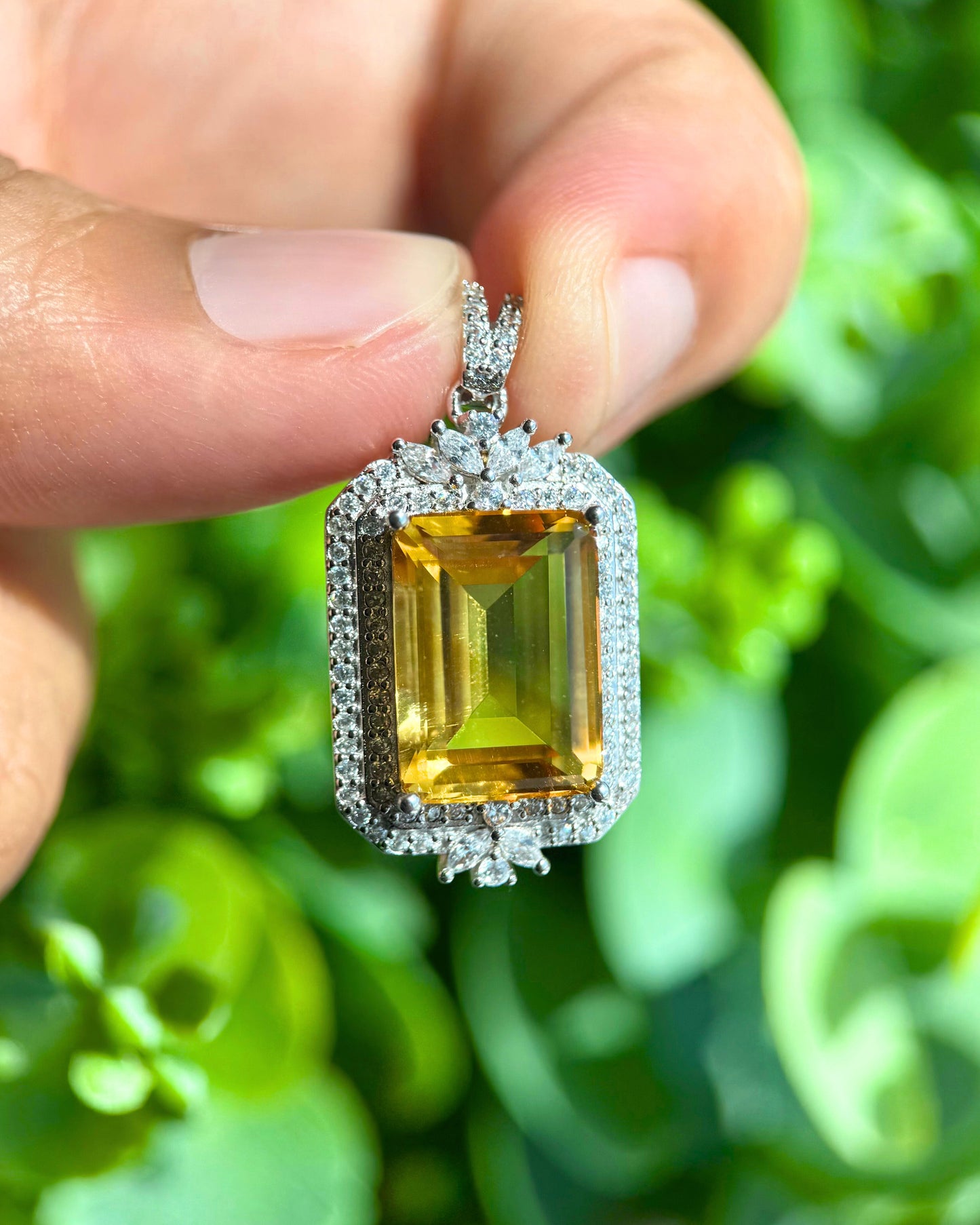 Golden Glow Natural Citrine Pendant in Sterling Silver