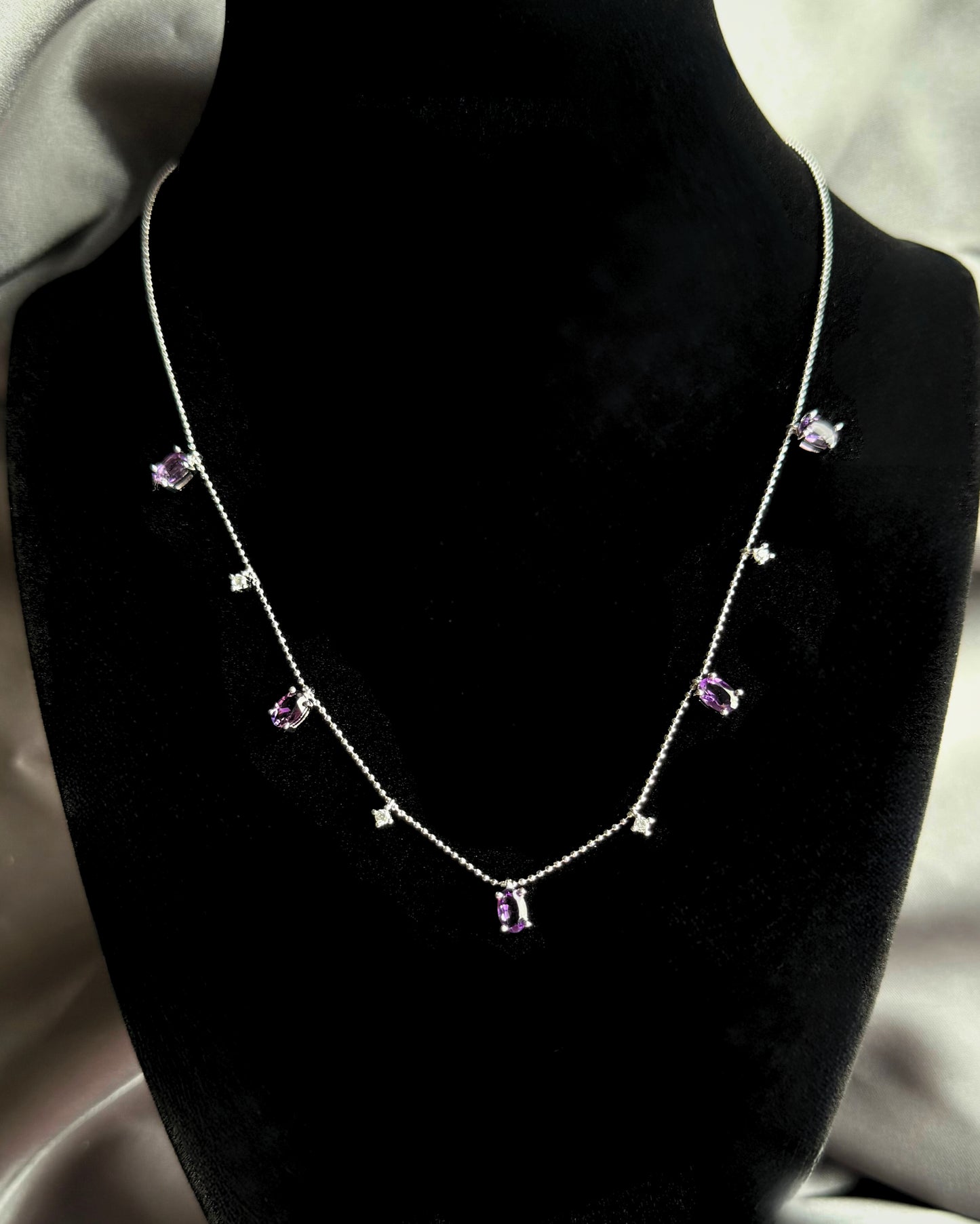 Natural Amethyst Dewdrop Necklace in Sterling Silver