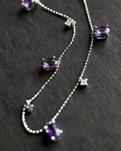 Natural Amethyst Dewdrop Necklace in Sterling Silver