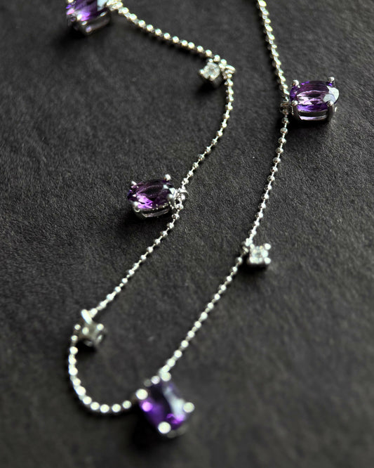 Natural Amethyst Dewdrop Necklace in Sterling Silver