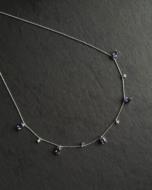 Natural Amethyst Dewdrop Necklace in Sterling Silver