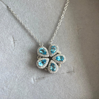 Convertible Magnetic Natural Blue Topaz Necklace
