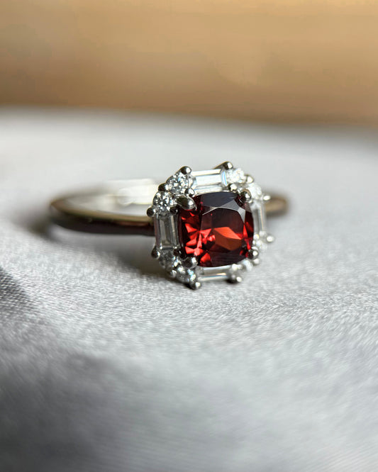 Natural Garnet Ring in Sterling Silver