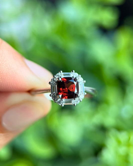 Natural Garnet Ring in Sterling Silver