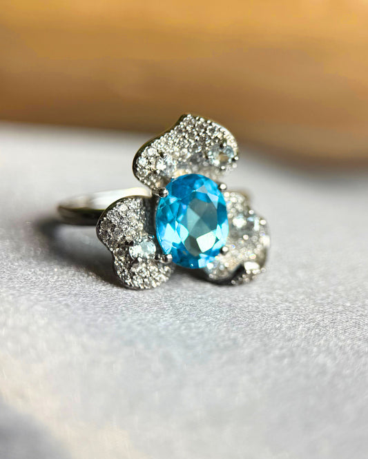 Celeste Bloom Ring - Natural Blue Topaz & Sterling Silver