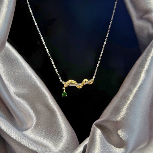 Serpentine Necklace with Natural Green Diopside
