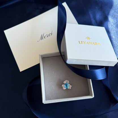 Celeste Bloom Ring - Natural Blue Topaz & Sterling Silver
